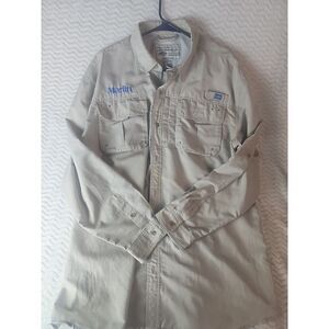 Aftco Fishing Shirt Men's XL Beige Vented Short Sleeve Button Up